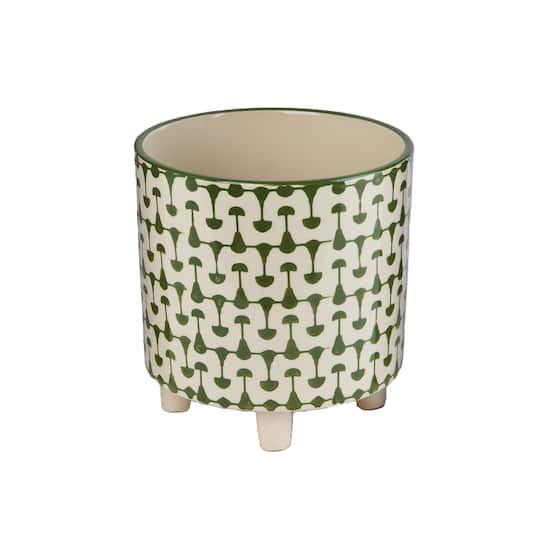 Hello Honey® 8" Footed Stoneware Planter with Abstract Print